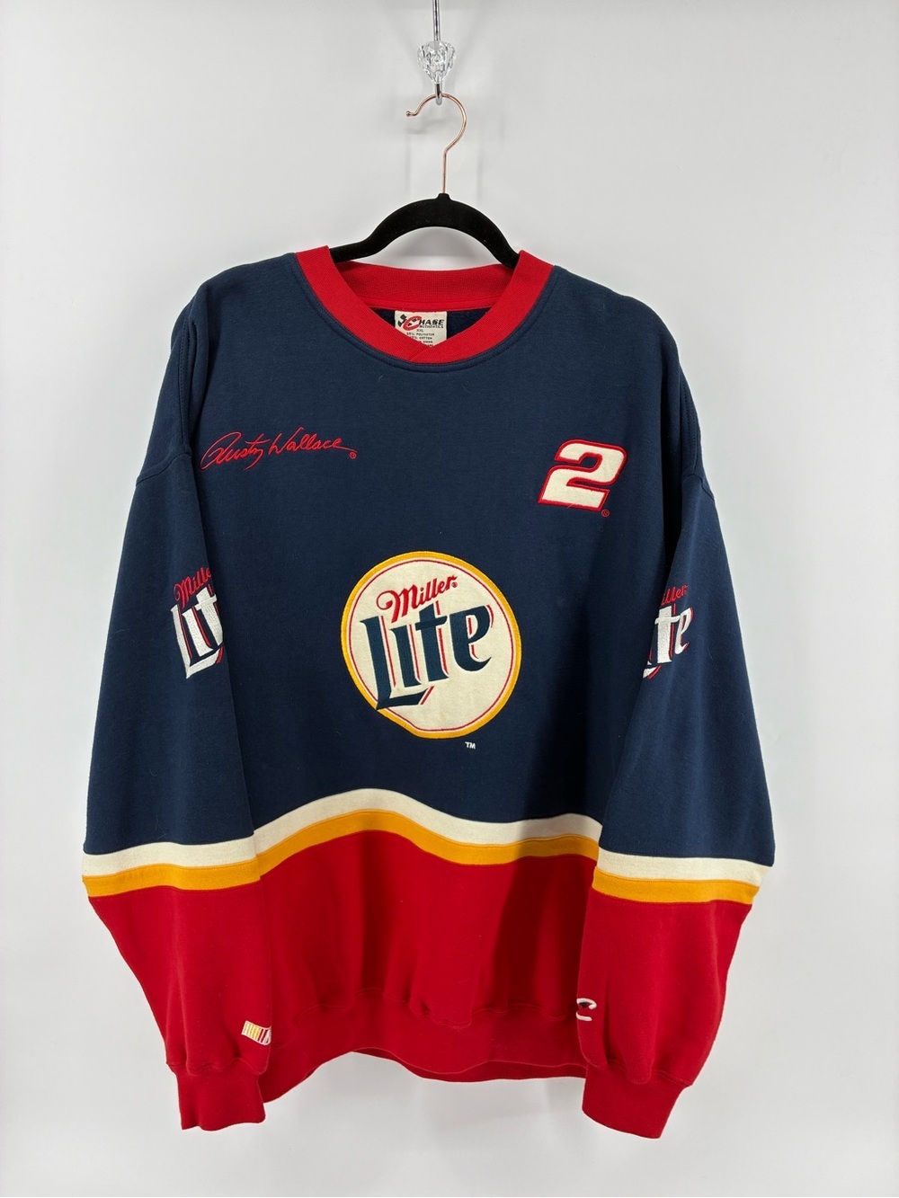 Rusty Wallace Chase Authentics 90s NASCAR Miller Lite Oversized Fleecy Sweater